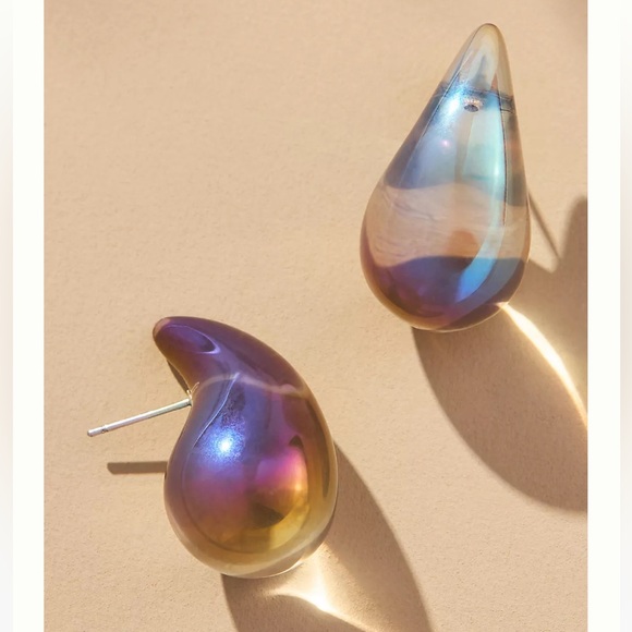 Anthropologie Jewelry - iridescent Resin Drop Earrings